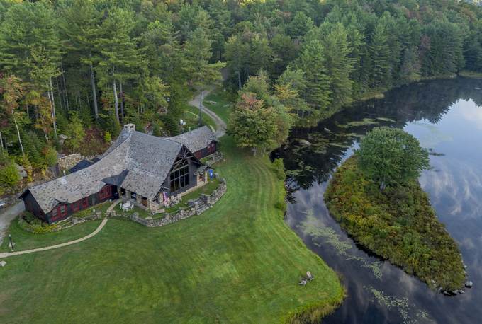 The Lodge above the lawn, looking to Woods Mill Pond